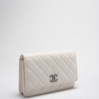Chanel Wallet on Chain Timeless/Classique Leather Crossbody Bag in White with Silver Crystal Hardware