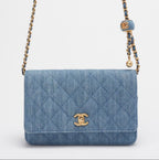 Chanel Denim Wallet On Chain (Woc) CC Pearl Crush Blue Bag from 2022