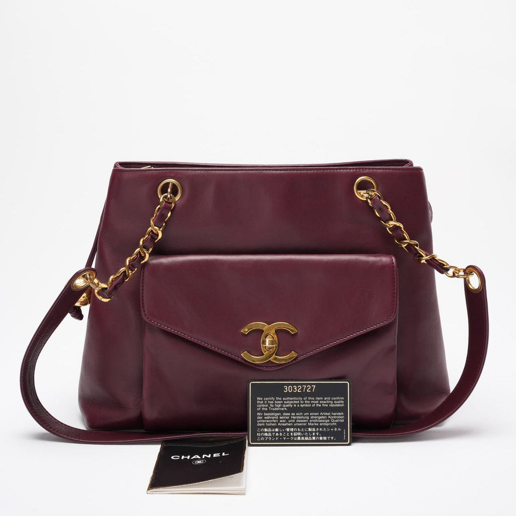 Chanel Vintage Timeless Tote Burgundy Red