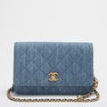Chanel Denim Wallet On Chain (Woc) CC Pearl Crush Blue Bag from 2022