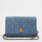 Chanel Denim Wallet On Chain (Woc) CC Pearl Crush Blue Bag from 2022