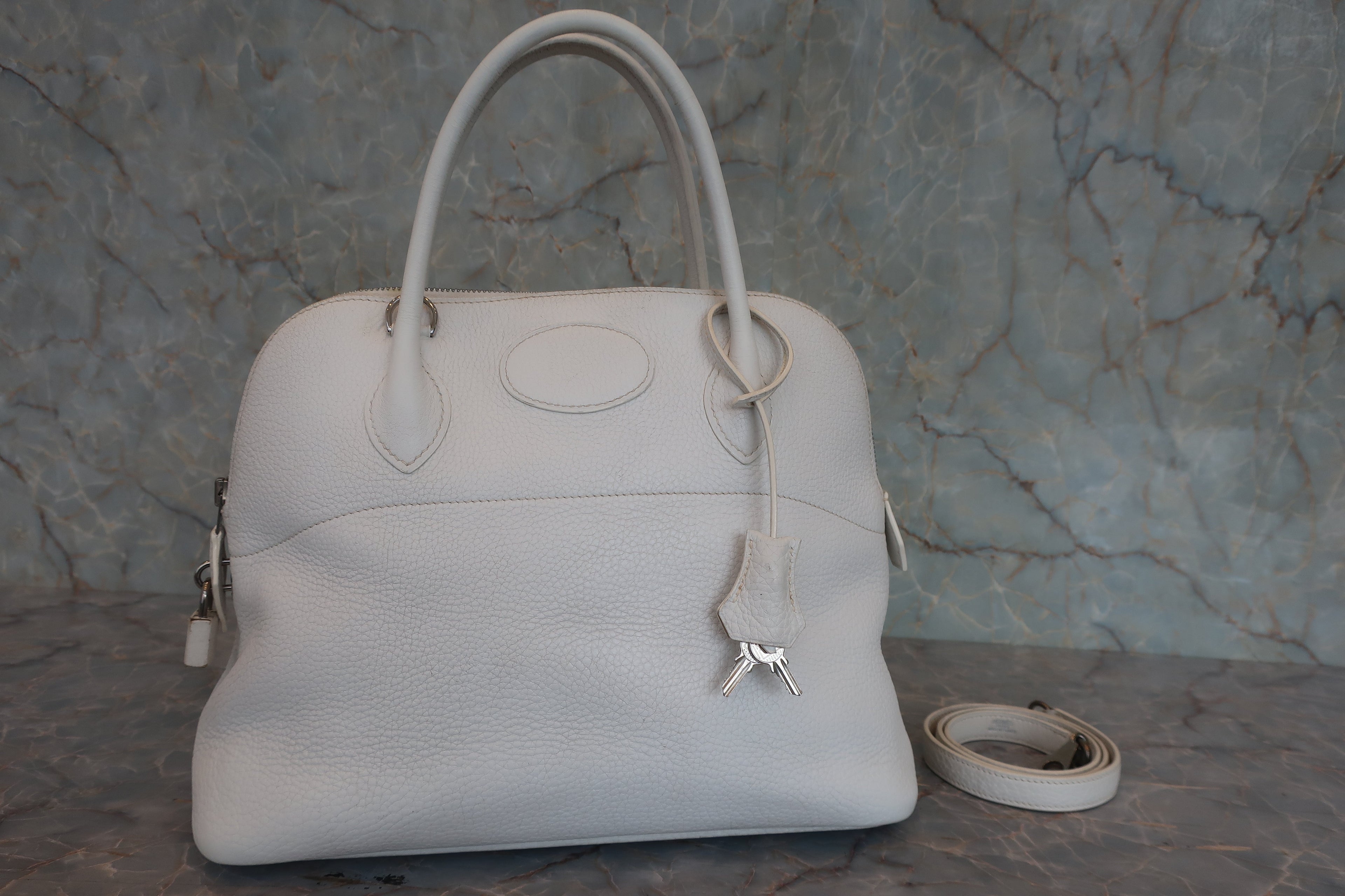 HERMES／エルメス ボリード31 トリヨンクレマンス ホワイト □K刻印 ショルダーバッグ 800020101
