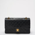 Chanel Vintage Timeless Flap Bag Black Medium 24K Gold Hardware