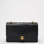 Chanel Vintage Timeless Flap Bag Black Medium 24K Gold Hardware