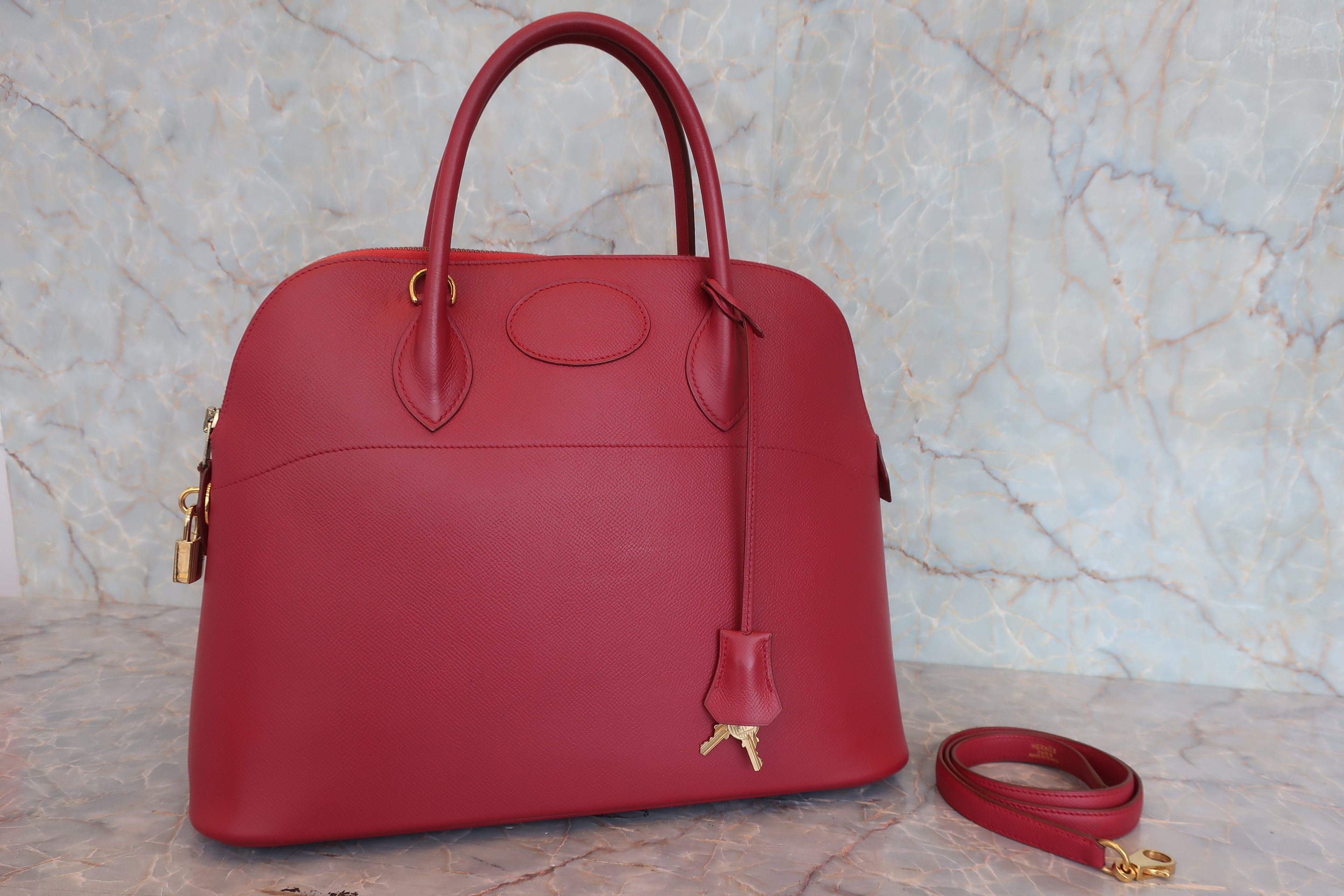 HERMES／エルメス ボリード35 クシュベル ルージュヴィフ 〇Y刻印 ショルダーバッグ 800010198