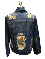 Hermes Vintage Qui' Import le Flacons Silk Patch Denim Jacket