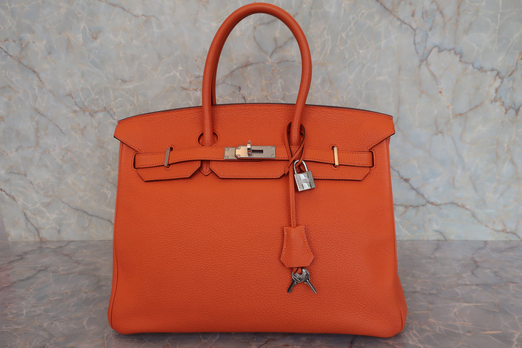 HERMES／エルメス バーキン35 トゴ オレンジ □O刻印 ハンドバッグ 800010192