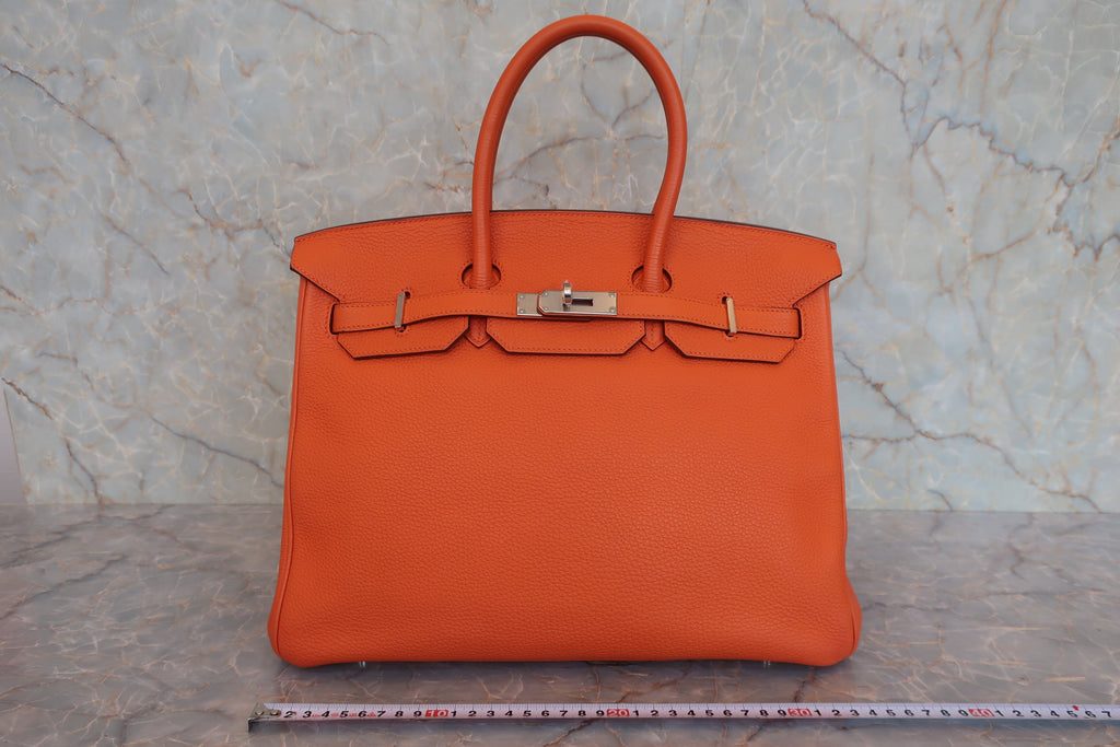 HERMES／エルメス バーキン35 トゴ オレンジ □O刻印 ハンドバッグ 800010192