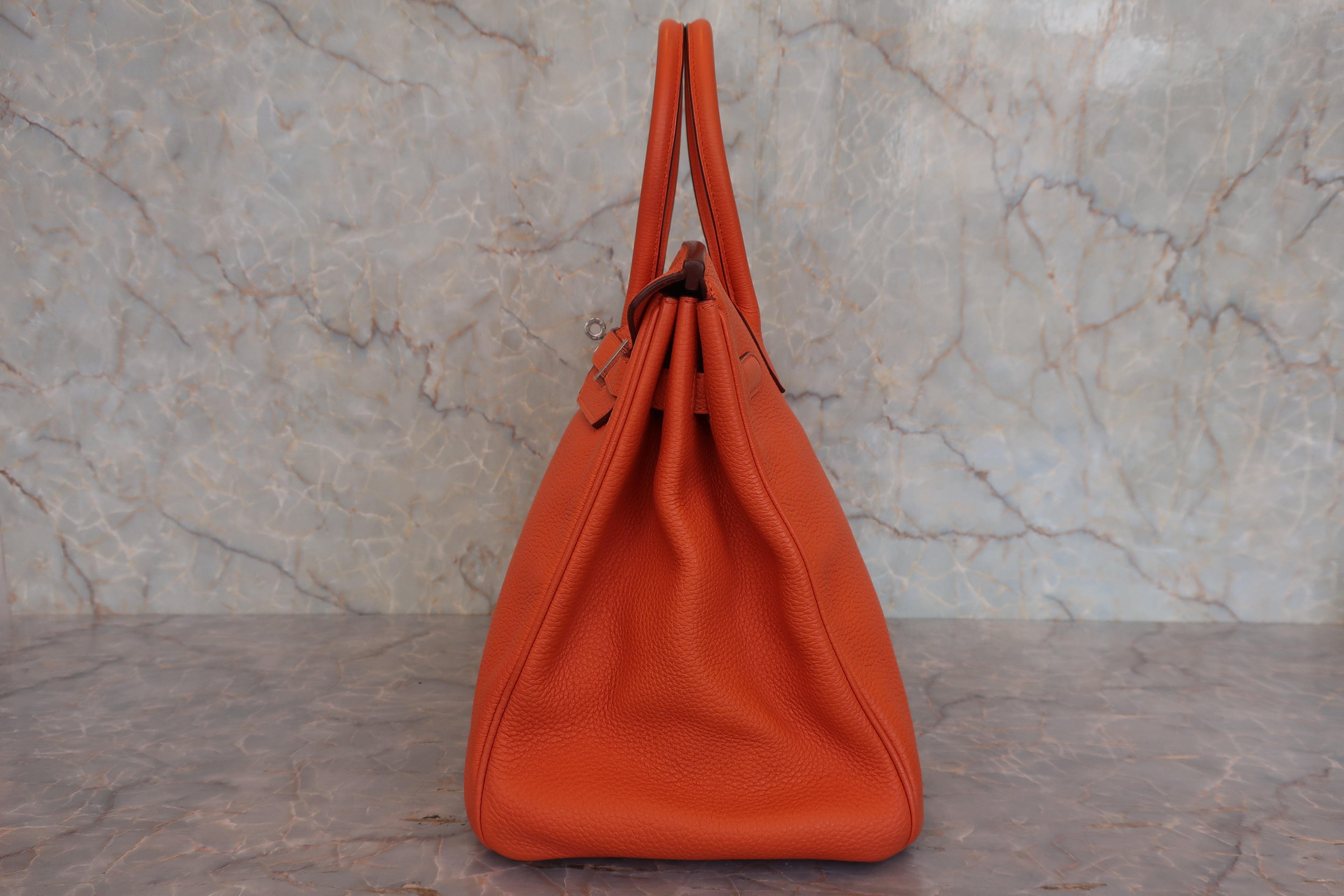 HERMES／エルメス バーキン35 トゴ オレンジ □O刻印 ハンドバッグ 800010192