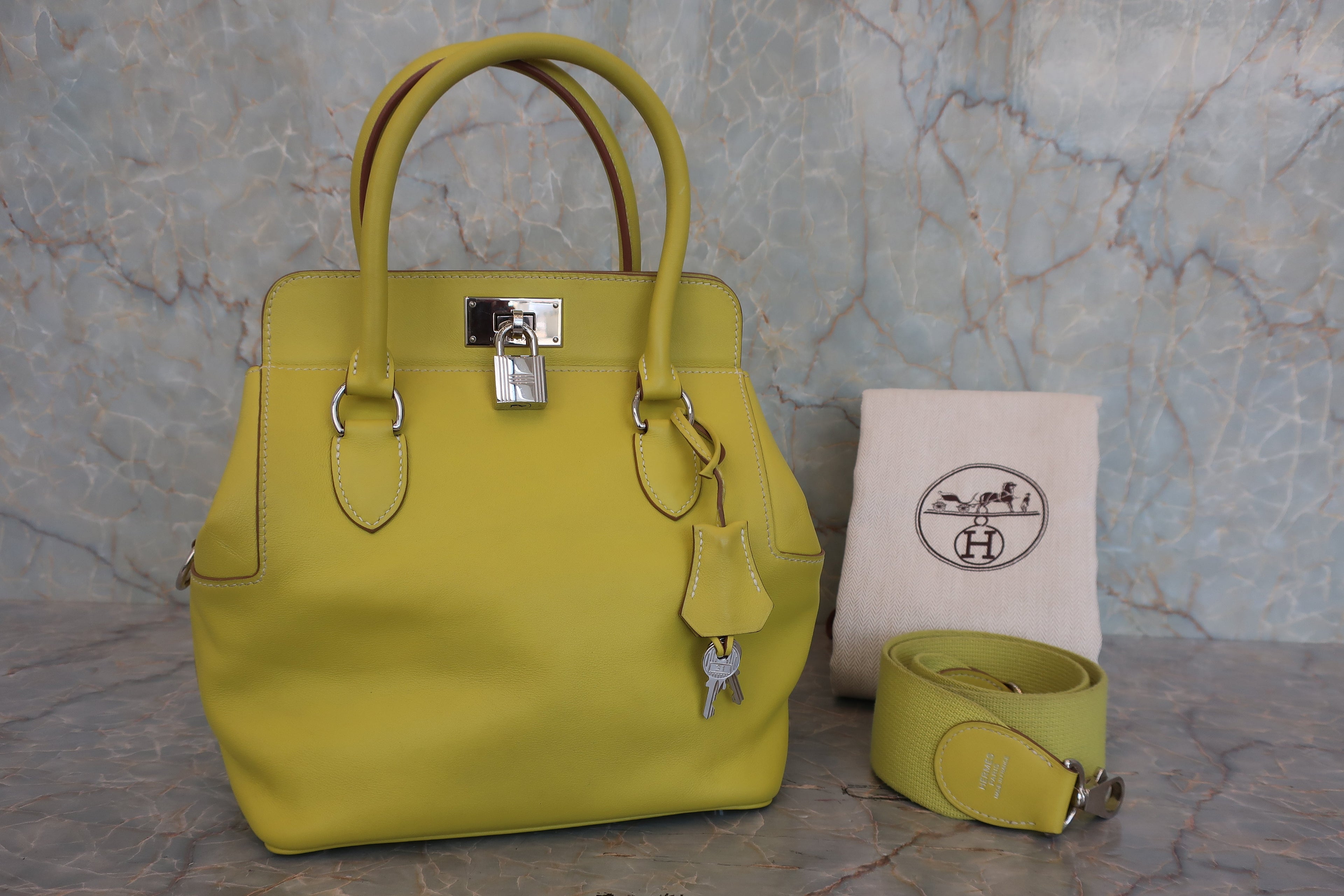 HERMES／エルメス ツールボックス20 ヴォースイフト ライム ショルダーバッグ 800040153