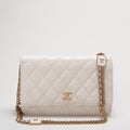 Chanel White Wallet On Chain (Woc) 22B Chip Version Double Chain Shoulder Strap in Gold