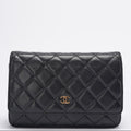 Chanel Wallet On Chain (Woc) Bag Black In Lambskin Leather With Gold Hardware
