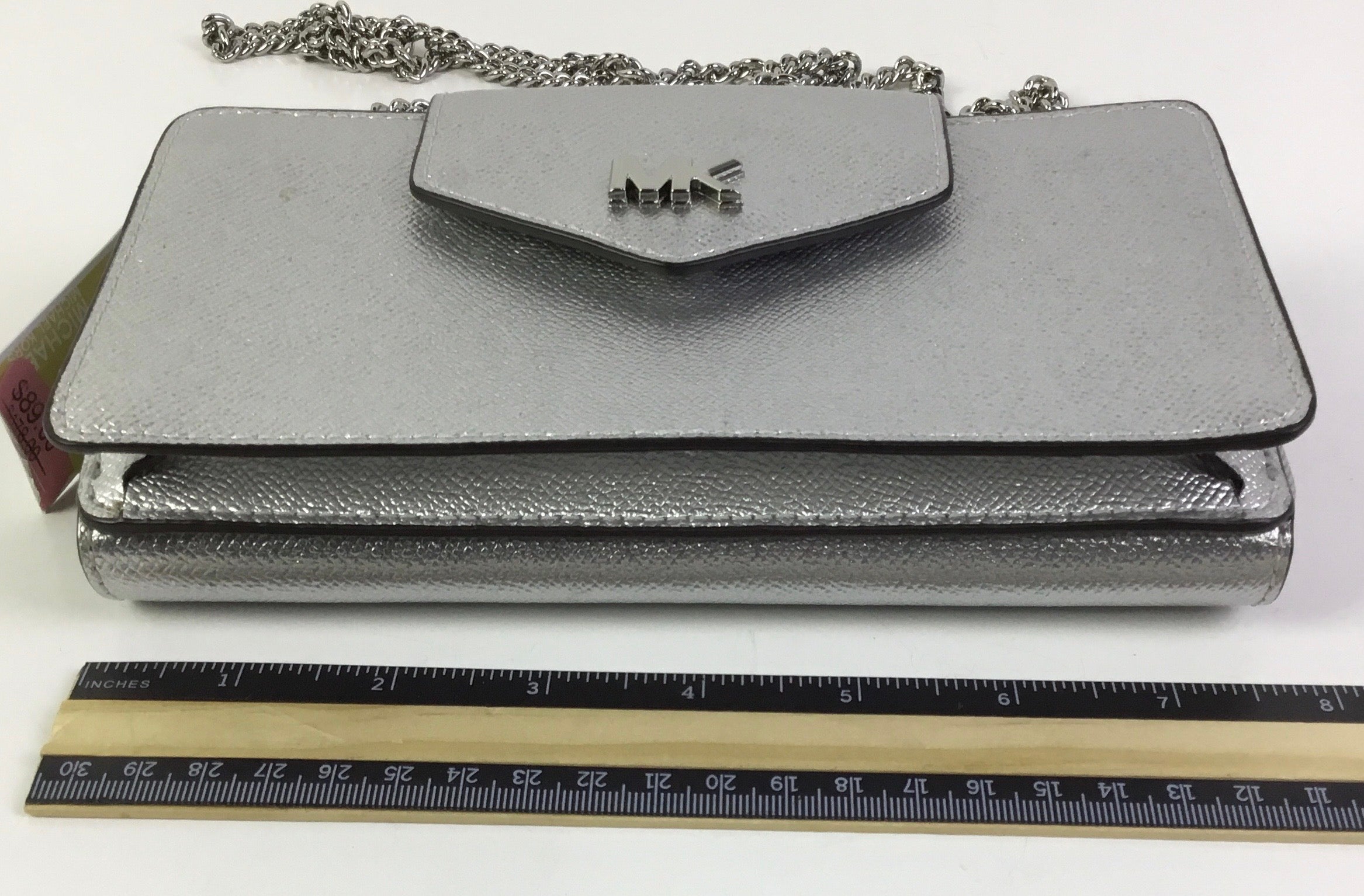 Crossbody Designer By Michael Kors In Silver, Size:Small