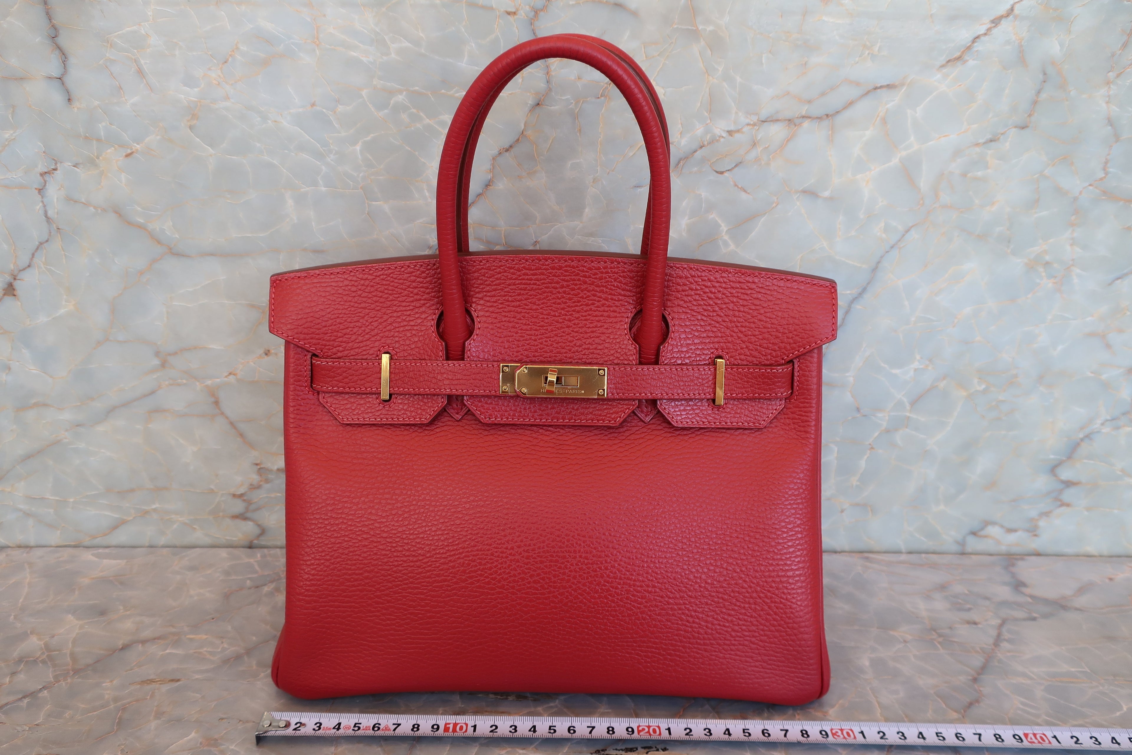 HERMES／エルメス バーキン30 アルデンヌ ルージュヴィフ □F刻印 ハンドバッグ 700090079