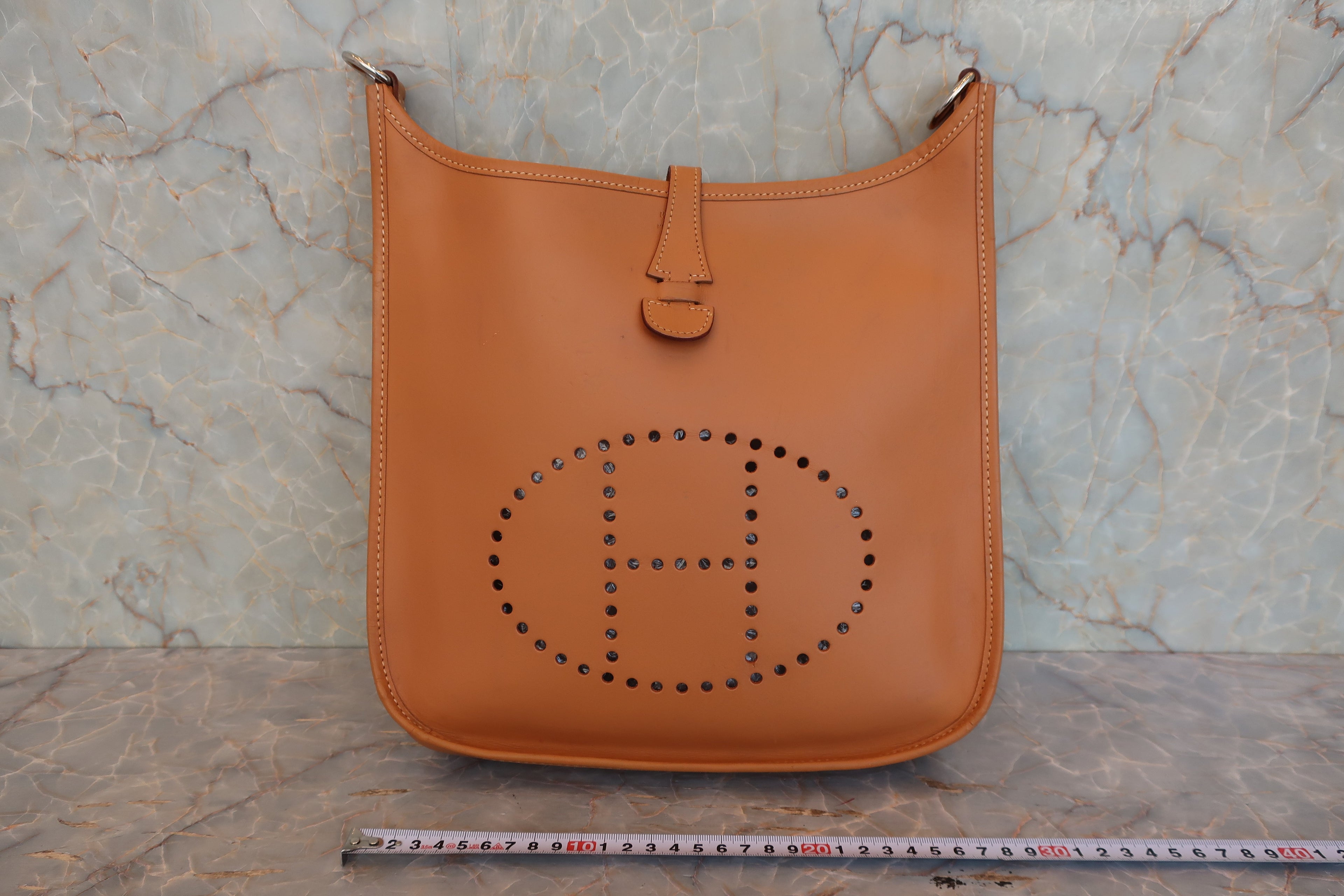 HERMES／エルメス エブリン1PM ボックスカーフ ナチュラル □D刻印 ショルダーバッグ 800050027