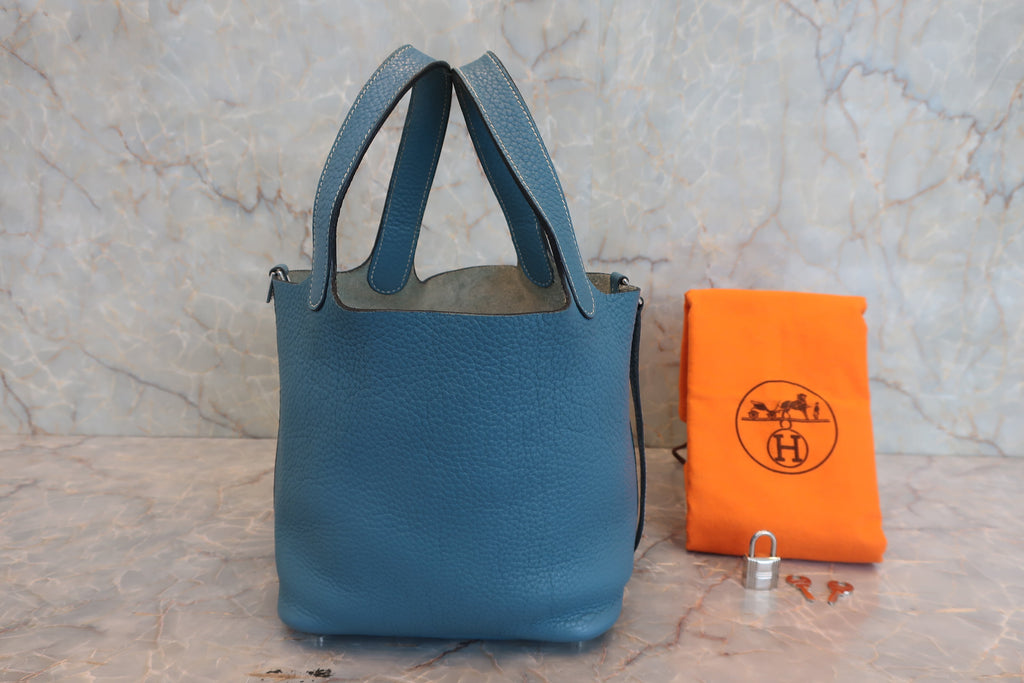 HERMES／エルメス ピコタンロックＰＭ トリヨンクレマンス ブルージーン □N刻印 ハンドバッグ 800030156