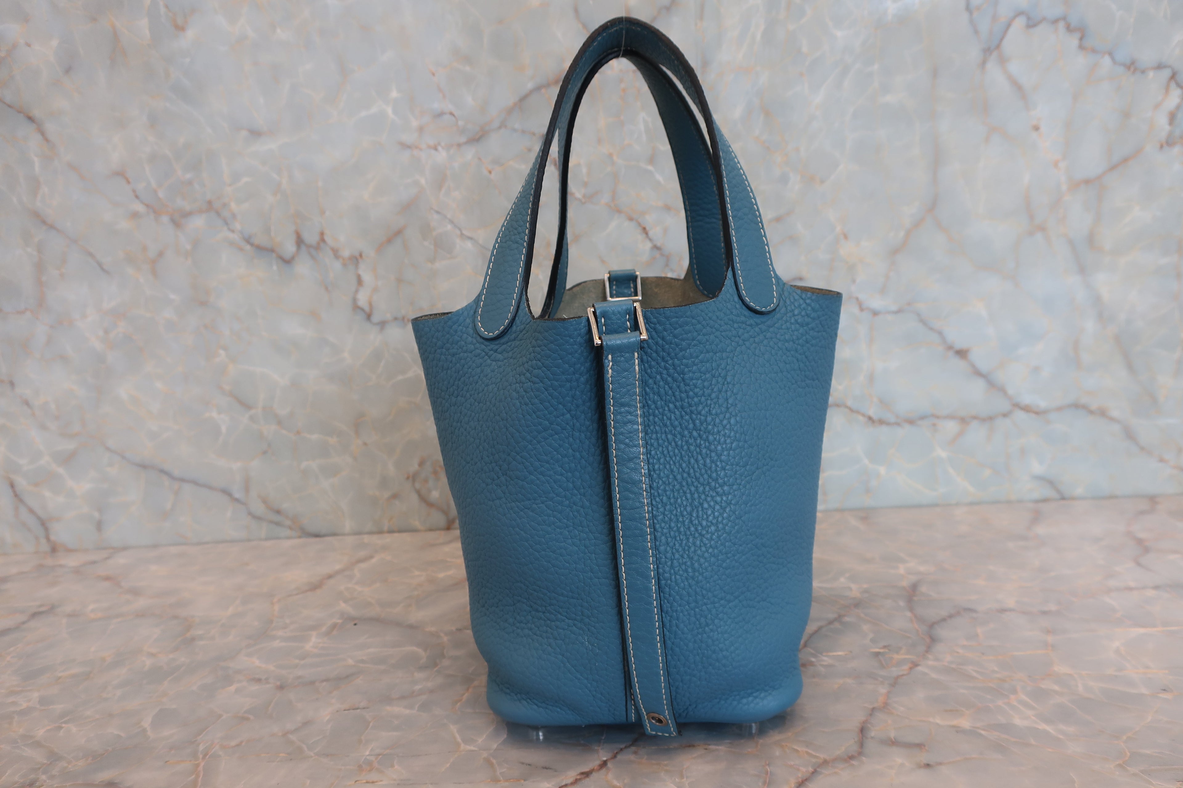 HERMES／エルメス ピコタンロックＰＭ トリヨンクレマンス ブルージーン □N刻印 ハンドバッグ 800030156