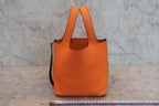 HERMES／エルメス ピコタンＰＭバイカラー トリヨンクレマンス オレンジ/ブラウン ハンドバッグ 800030176