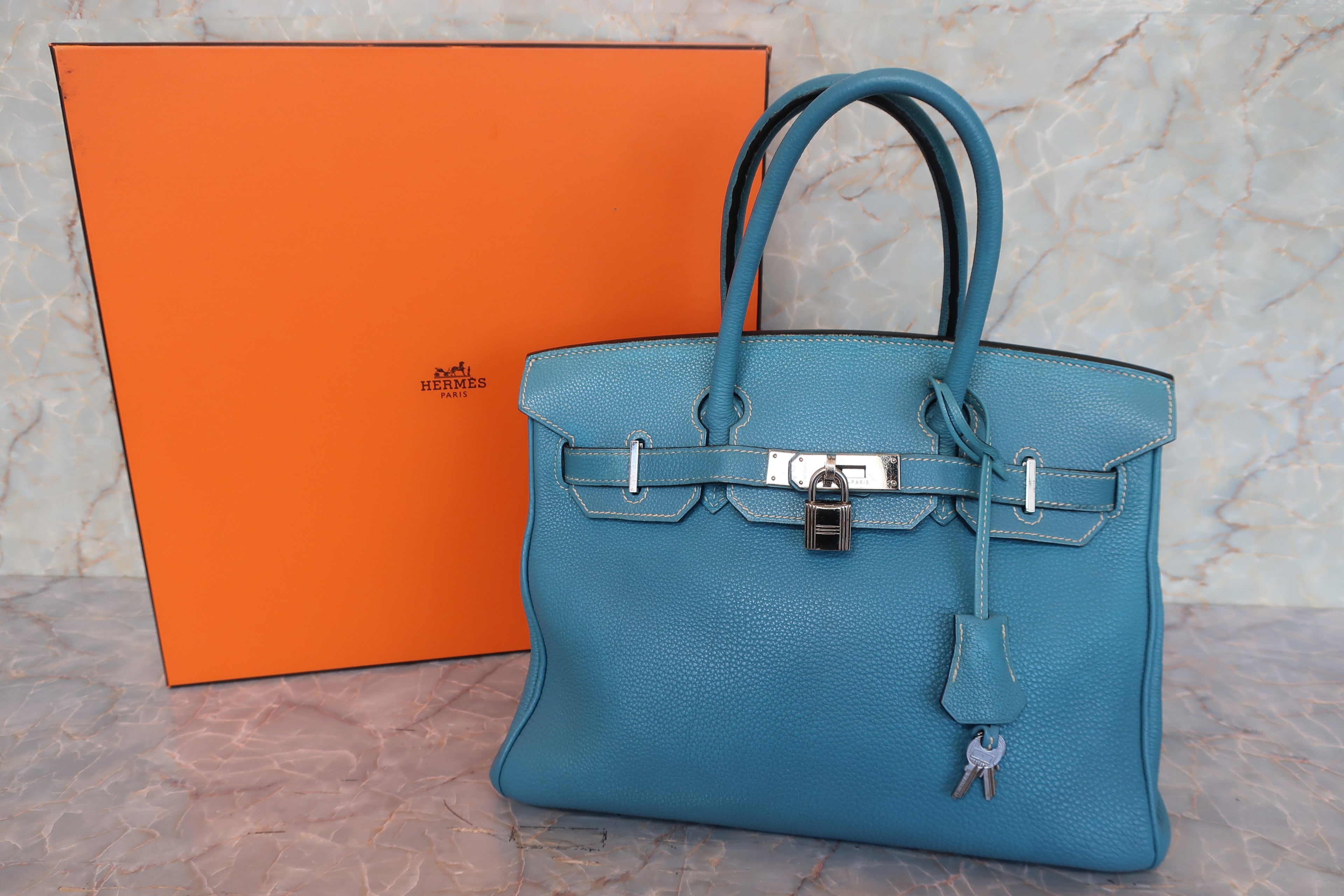 HERMES／エルメス バーキン30 トゴ ブルージーン □G刻印 ハンドバッグ 700090042