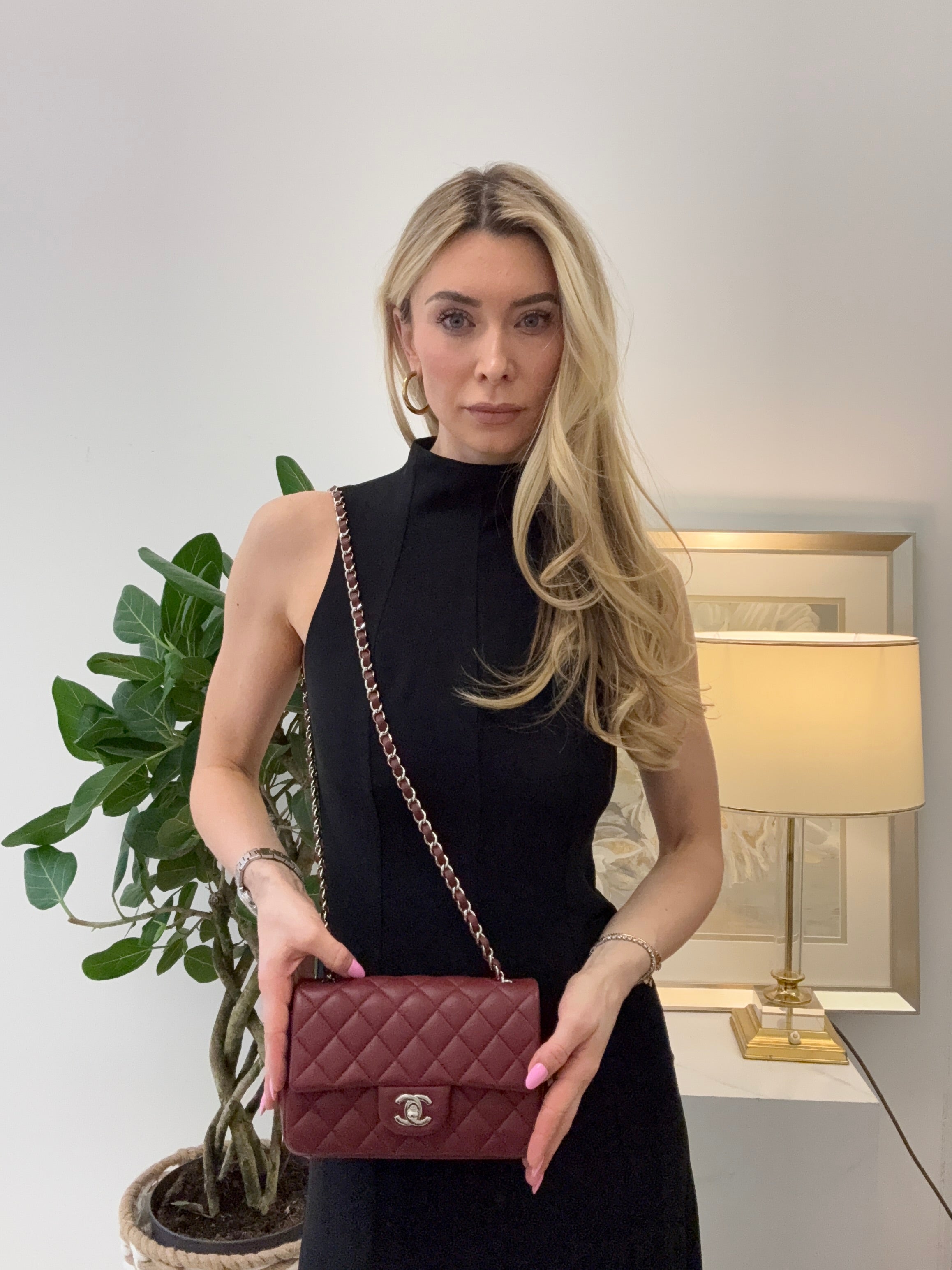 Chanel Burgundy Red Mini Tangle Classic Flap Bag 2020