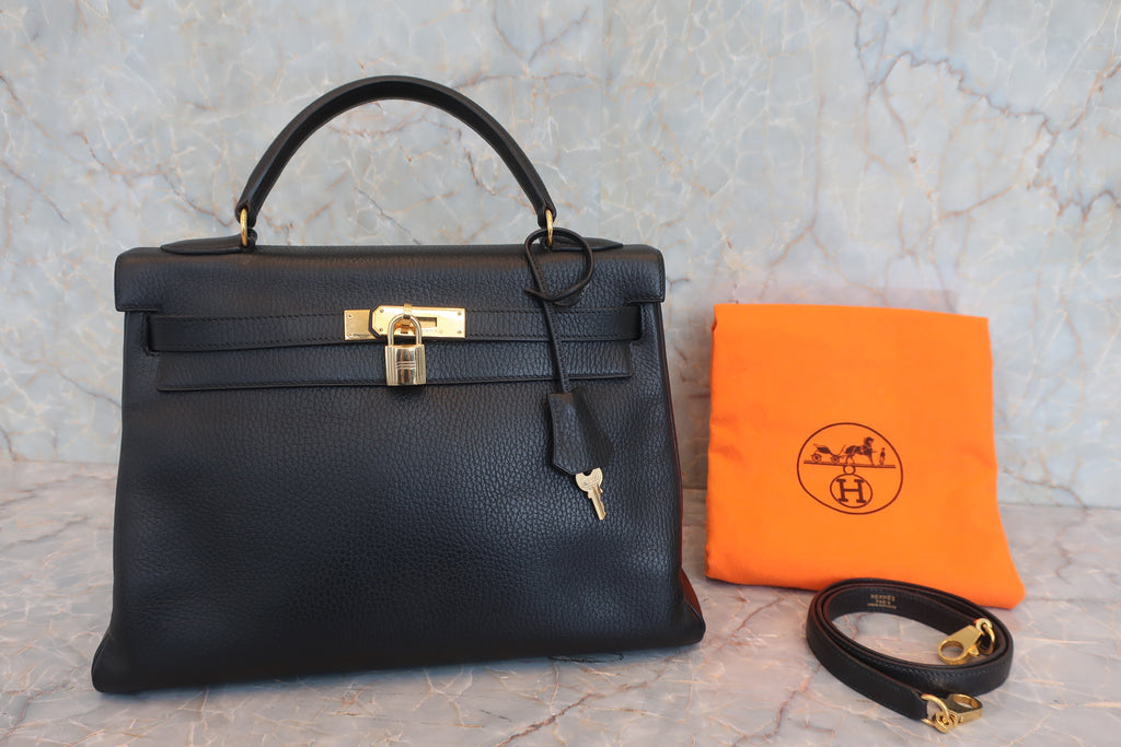 HERMES／エルメス ケリー32 アルデンヌ ブラック 〇Y刻印 ショルダーバッグ 800030182