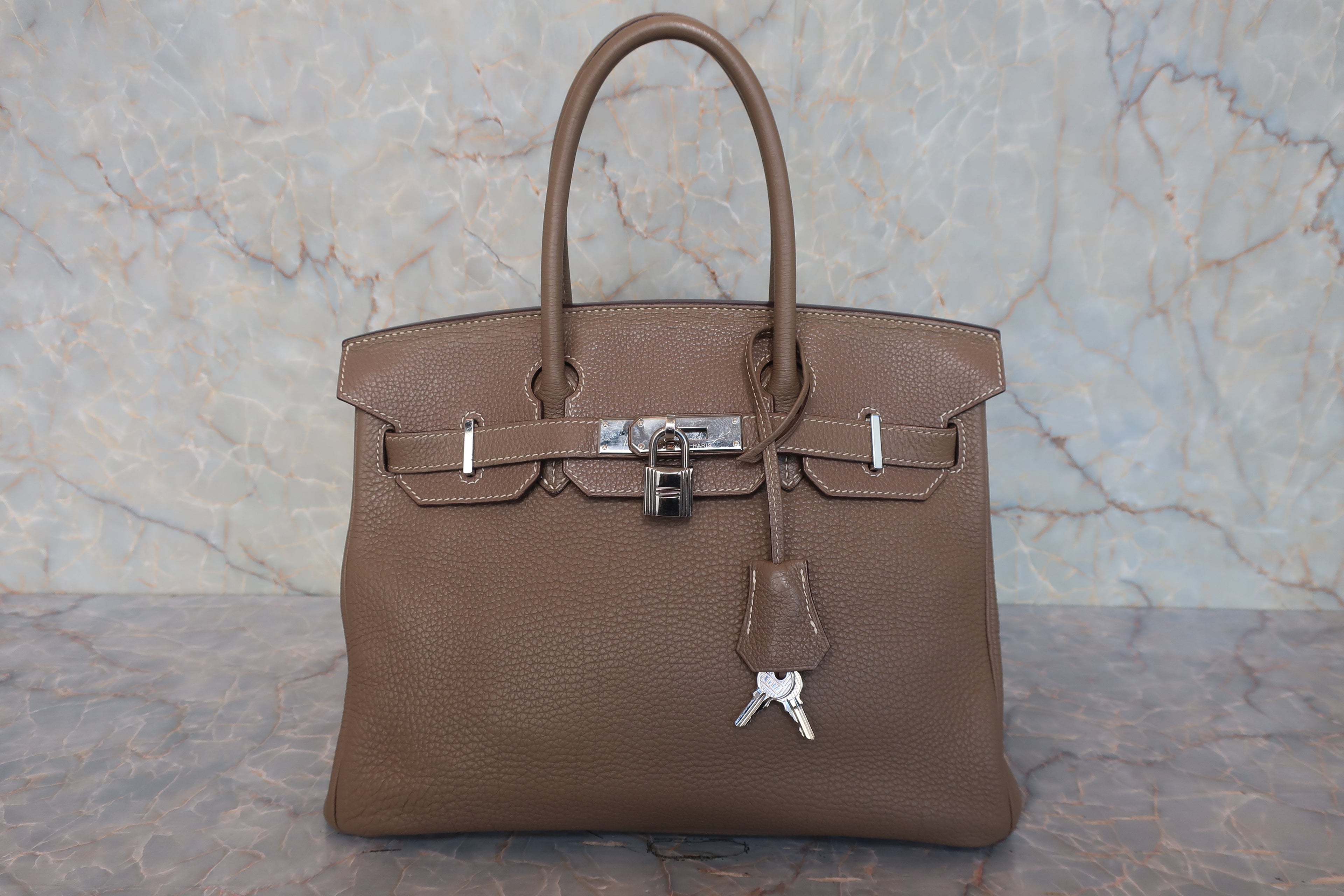 HERMES／エルメス バーキン30 トゴ エトゥープ □M刻印 ハンドバッグ 800020024