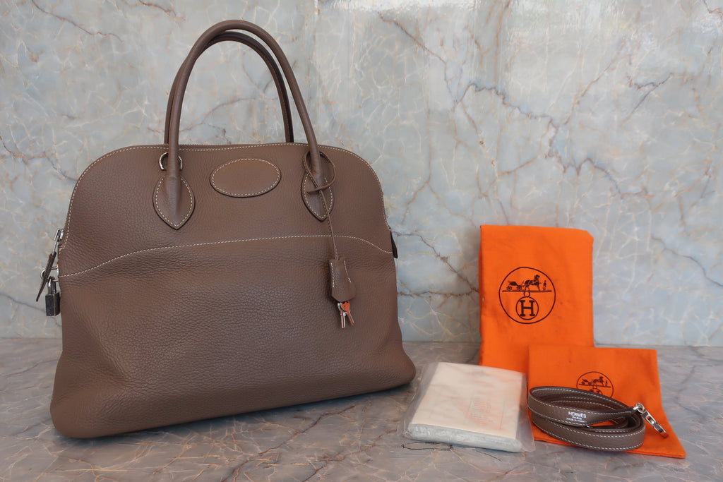 HERMES／エルメス ボリード35 トリヨンクレマンス エトゥープ □J刻印 ショルダーバッグ 800050039