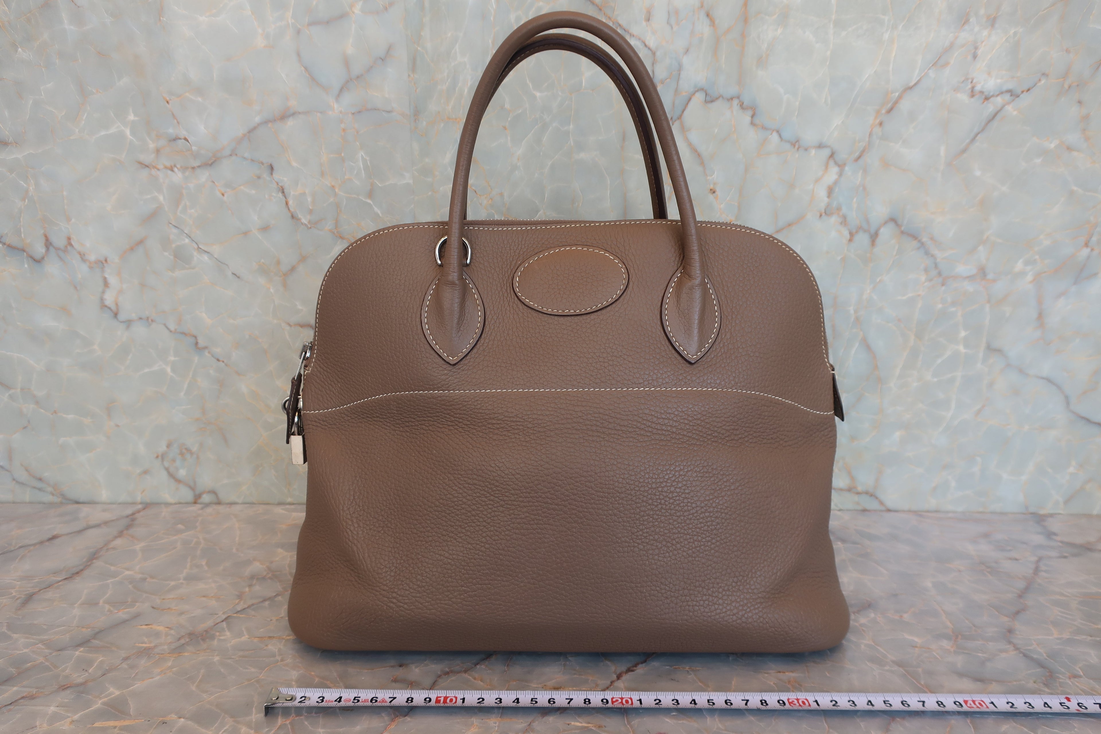 HERMES／エルメス ボリード35 トリヨンクレマンス エトゥープ □J刻印 ショルダーバッグ 800050039