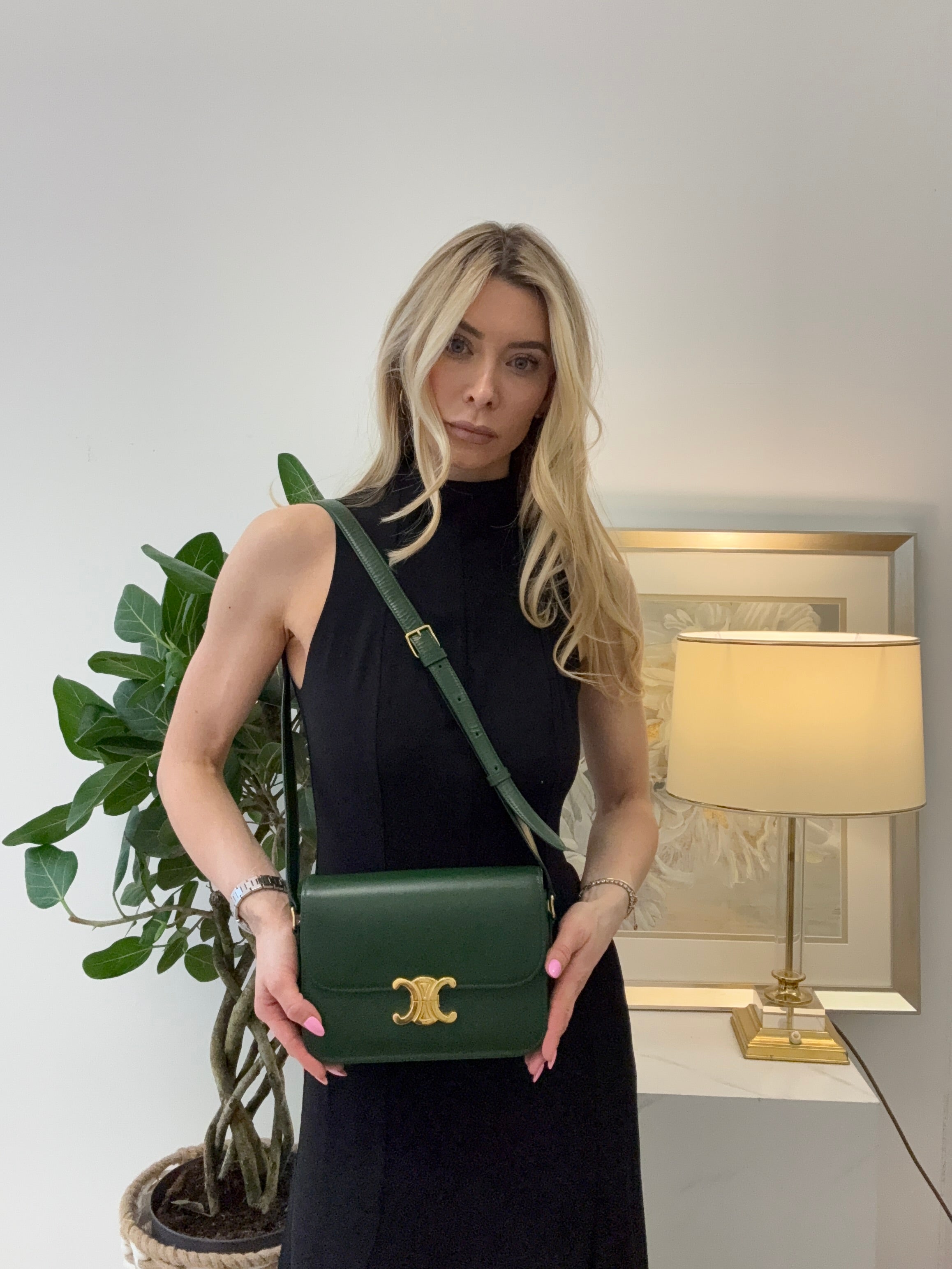 Celine Small Triomphe Crossbody Calf Green