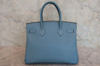 HERMES／エルメス バーキン30 ヴォーエプソン ブルージーン □L刻印 ハンドバッグ 800030174