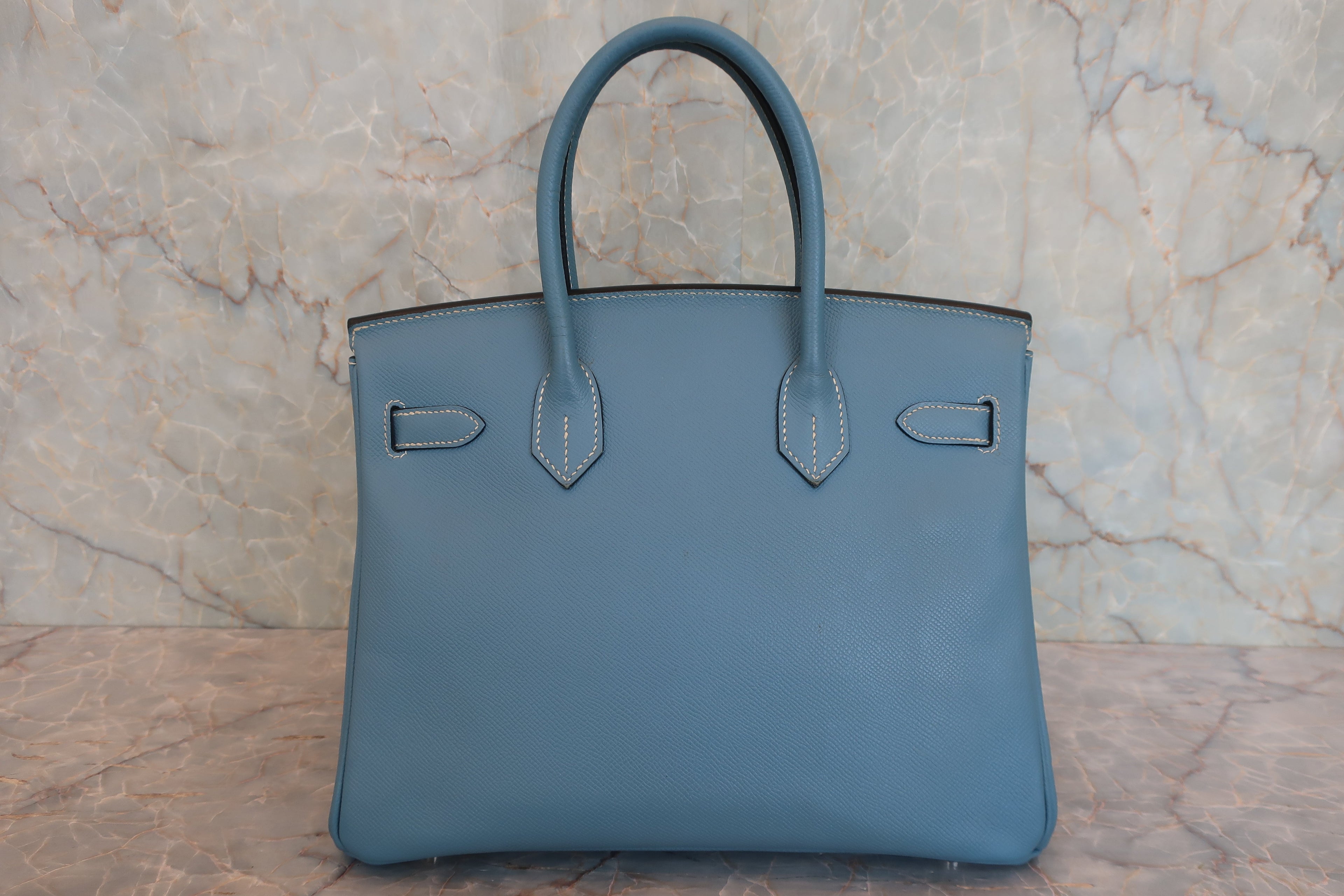 HERMES／エルメス バーキン30 ヴォーエプソン ブルージーン □L刻印 ハンドバッグ 800030174