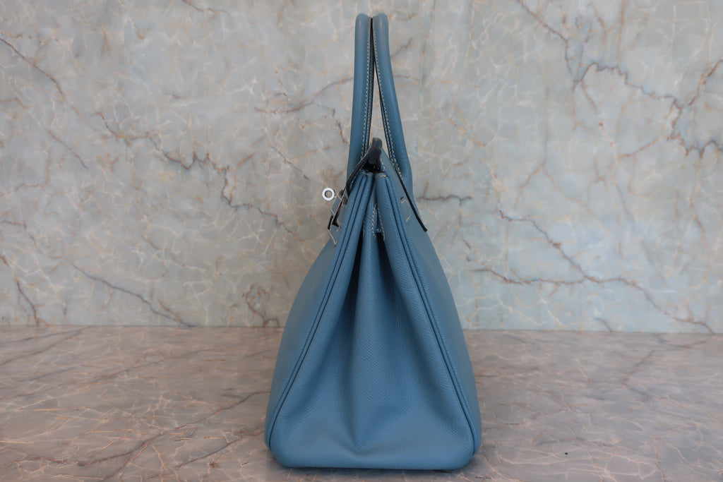 HERMES／エルメス バーキン30 ヴォーエプソン ブルージーン □L刻印 ハンドバッグ 800030174