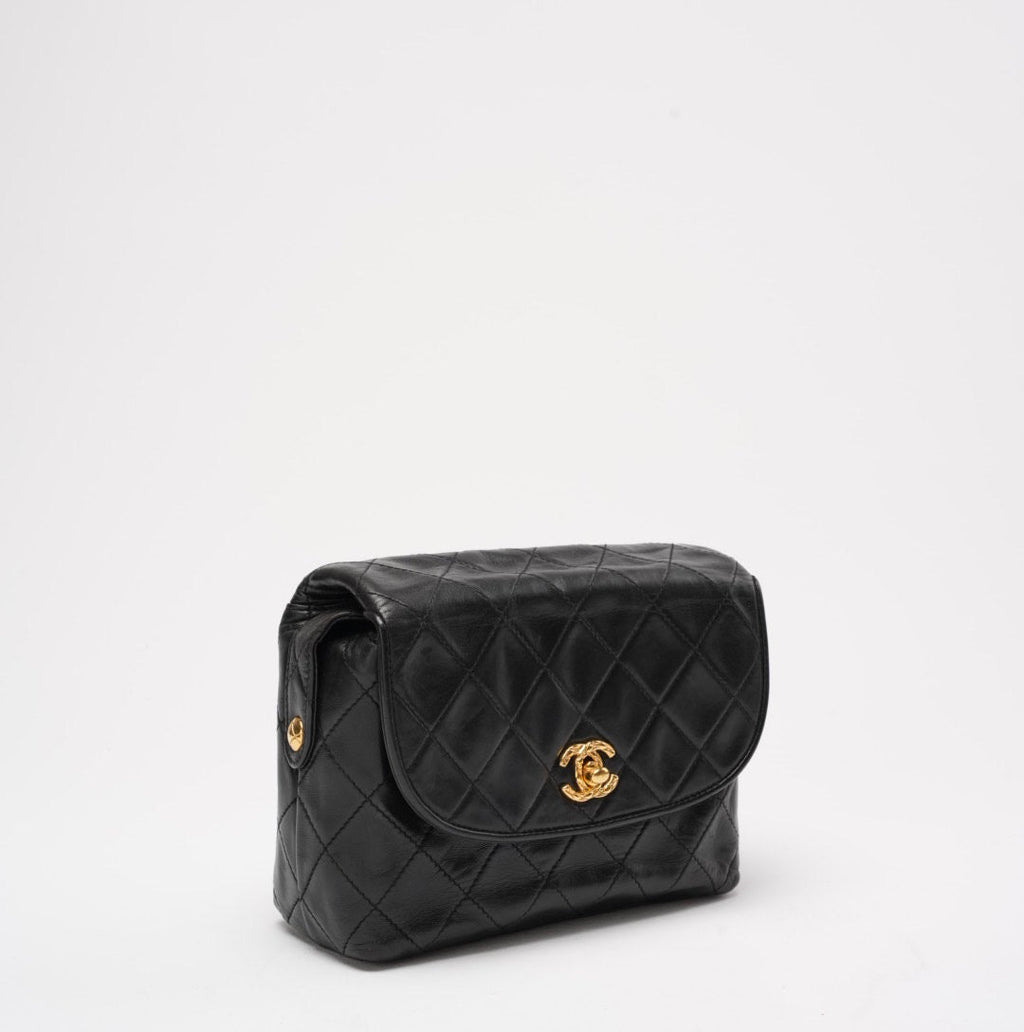 Chanel Vintage Black Lambskin Shoulder Bag