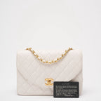 Chanel Vintage Diana Flap Bag White Leather 24K Gold