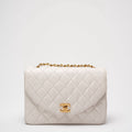 Chanel Vintage Diana Flap Bag White Leather 24K Gold