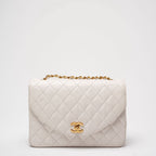 Chanel Vintage Diana Flap Bag White Leather 24K Gold