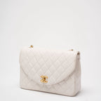 Chanel Vintage Diana Flap Bag White Leather 24K Gold