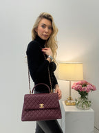 Chanel Burgundy Quilted Coco Lizard Handle Flap Caviar 2017