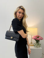 Chanel Black Medium Classic Double Flap Quilted Caviar 2016
