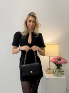 Chanel Black Medium Classic Double Flap Quilted Caviar 2016
