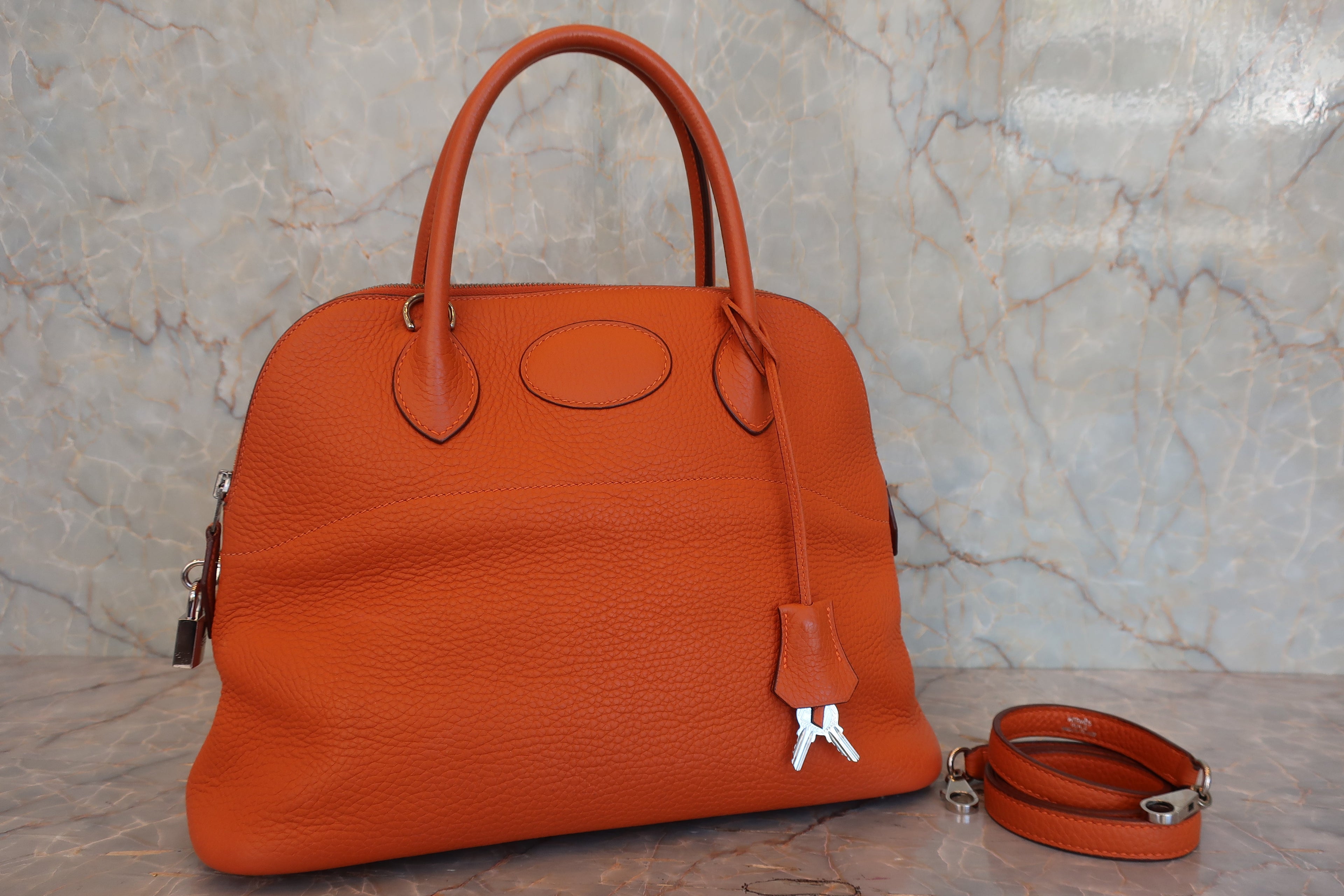 HERMES／エルメス ボリード31 トリヨンクレマンス オレンジ □H刻印 ショルダーバッグ 800040168