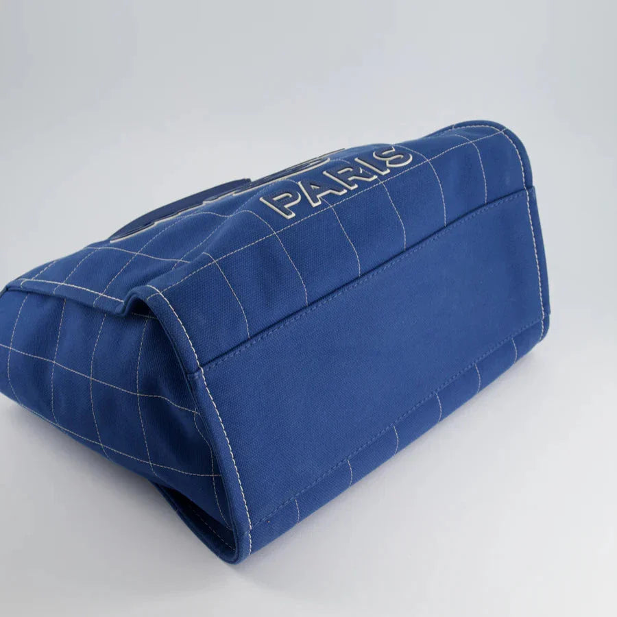 Chanel Deauville Tote Bag in Blue Canvas from the 2023 Cruise Collection