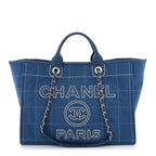 Chanel Deauville Tote Bag in Blue Canvas from the 2023 Cruise Collection