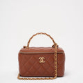 Chanel Caramel Long Vanity Case with Chain Top Handle