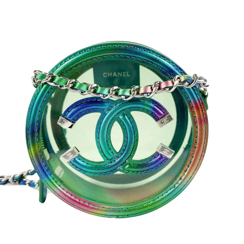 Chanel Green Multicolour Filigree Round Clutch with Chain Crossbody Bag