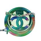 Chanel Green Multicolour Filigree Round Clutch with Chain Crossbody Bag