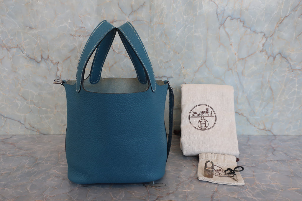 HERMES／エルメス ピコタンロックＰＭ トリヨンクレマンス ブルージーン □P刻印 ハンドバッグ 800020118