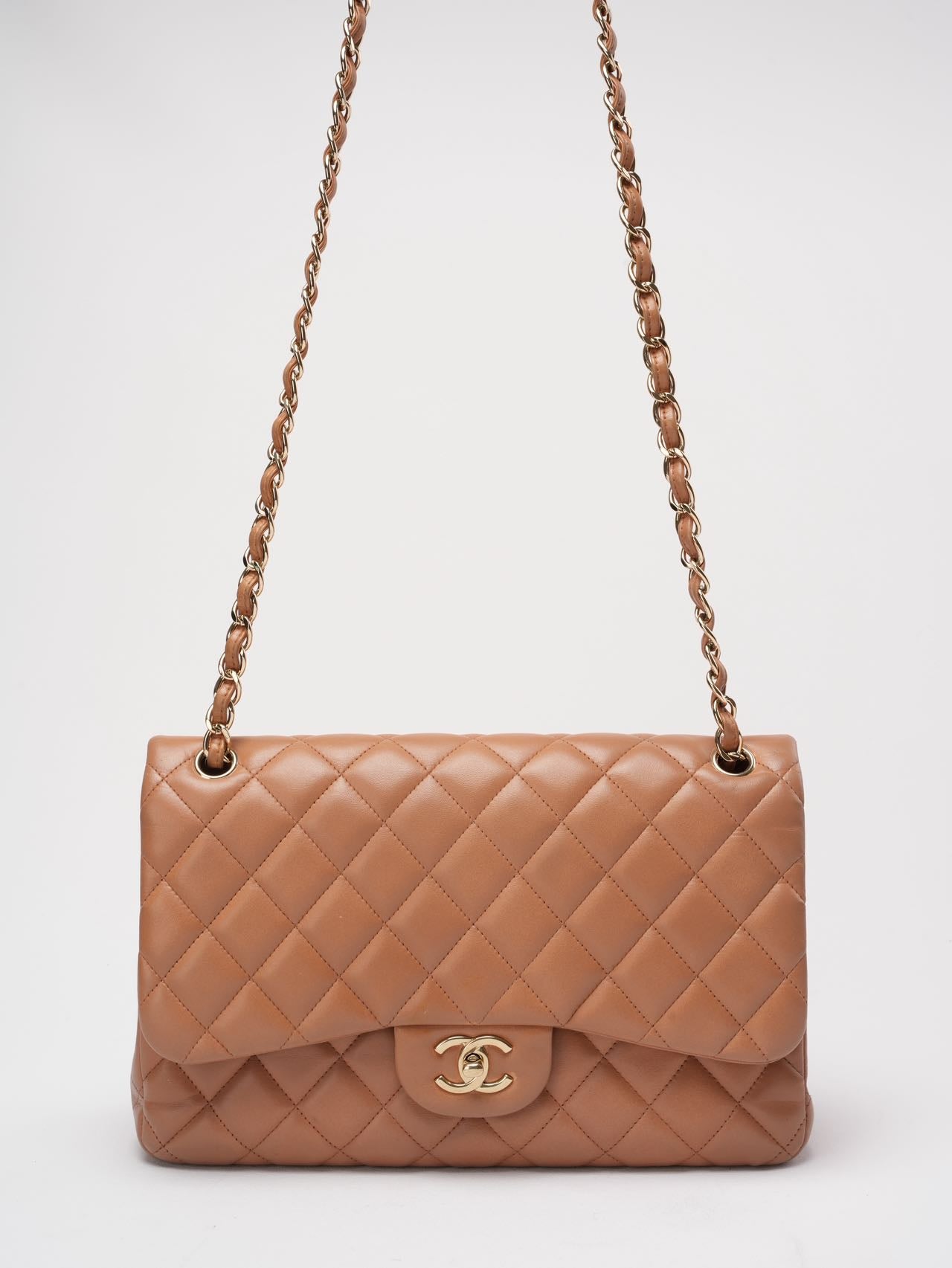 Chanel Classic Flap Bag Jumbo Camel Lambskin