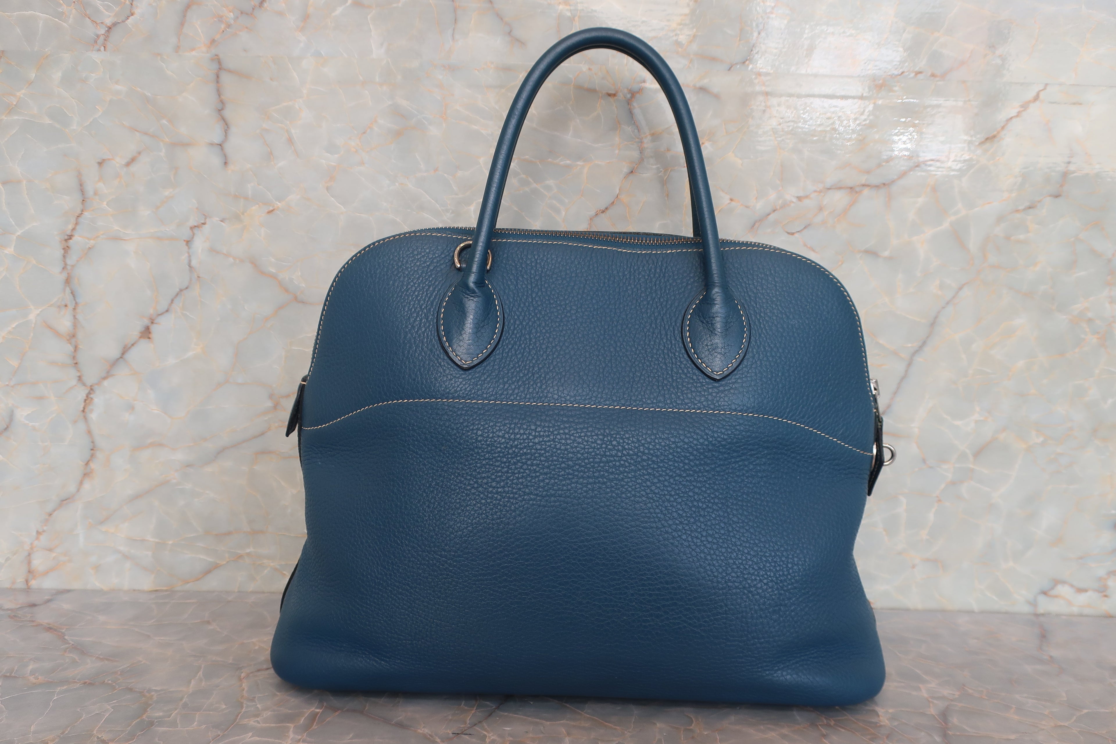 HERMES／エルメス ボリード35 トリヨンクレマンス ブルー □G刻印 ショルダーバッグ 700120002