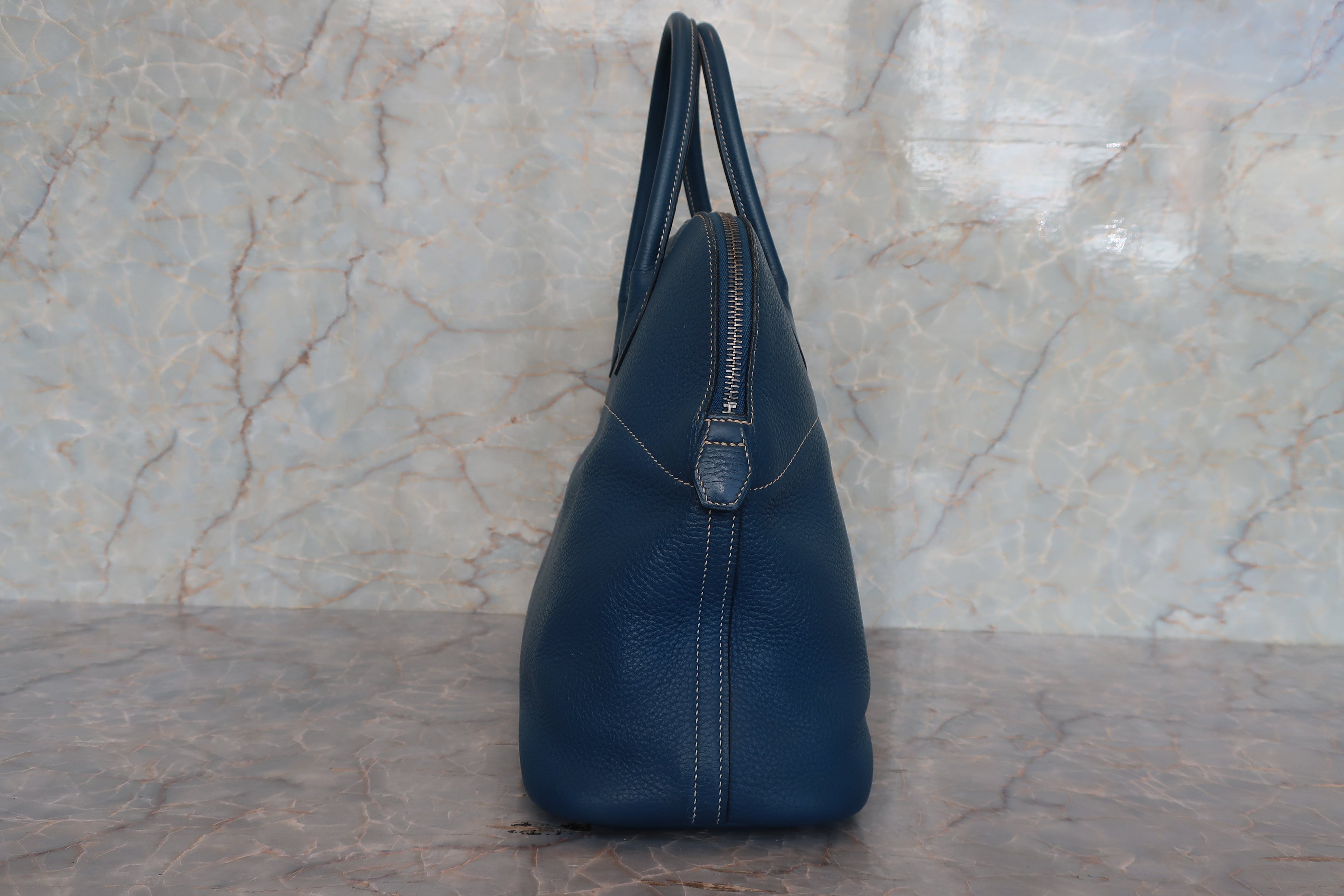 HERMES／エルメス ボリード35 トリヨンクレマンス ブルー □G刻印 ショルダーバッグ 700120002